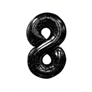 Globos de Fiesta con Número, Color Negro N8, 100 cm, Bolsa de 12 Unidades - Product Image 4