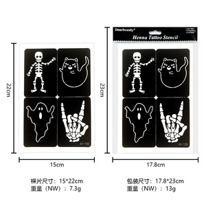 Nuevas plantillas de tatuaje de Halloween, pegatinas de tatuaje temporal de calabaza de araña, plantillas de aerógrafo para <span class=keywords><strong>maquillaje</strong></span> de arte corporal - Product Image 5