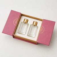 Boîte cadeau rigide à double porte personnalisée, vente en gros, boîte en carton premium, fermeture magnétique, pour cosmétiques, parfums, boîte rose pour les fêtes