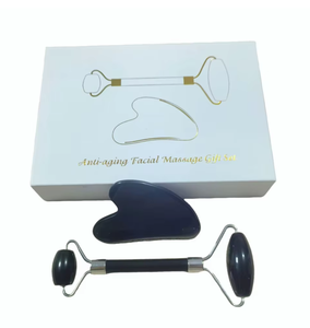 OEM custom logo China factory wholesale Natural obsidian <b>jade</b> <b>roller</b> gua sha Beauty Tool Set Spa Accessories - Product Image 1