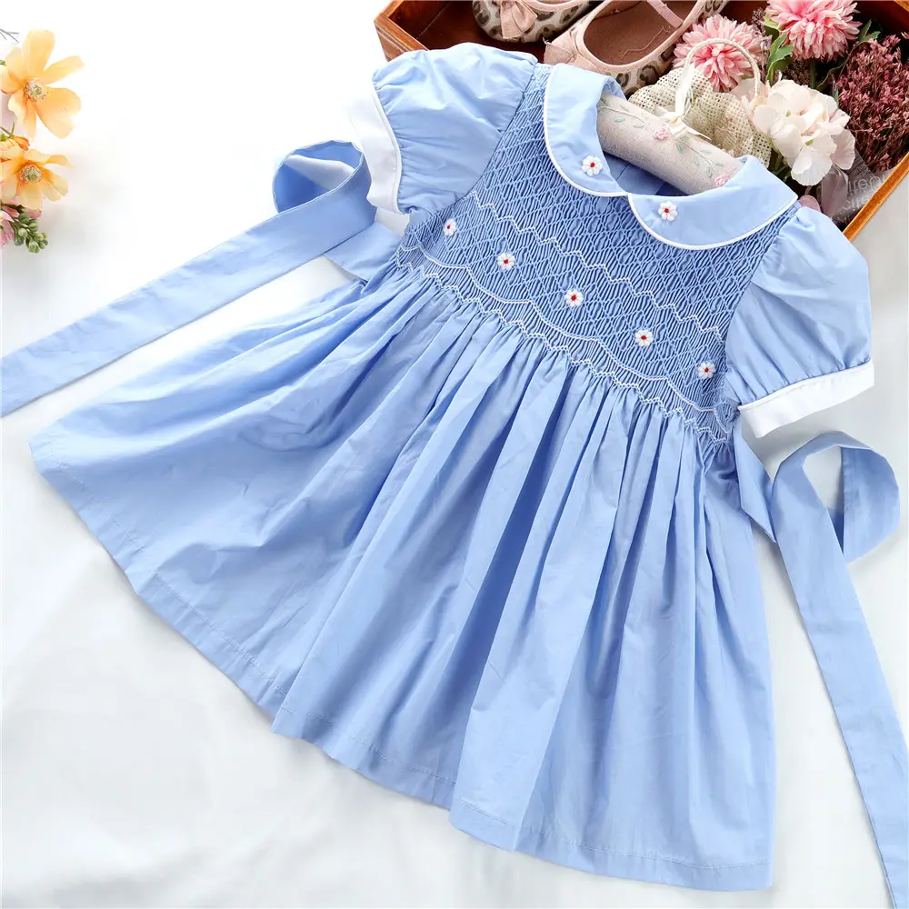 Pedido personalizado OEM PARA EL VESTIDO SMOCKED fruncido a mano