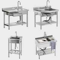Wastafel Workstation Stainless Steel Desain Khusus yang Tahan Lama dengan Talenan untuk Stasiun Koki Profesional