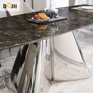 <span class=keywords><strong>Alta</strong></span> capacidad de carga Precio de fábrica Tablero de cocina de mármol Muebles tapizados Home Deco Metal Negro Brillo <span class=keywords><strong>Mesa</strong></span> de comedor - Product Image 4