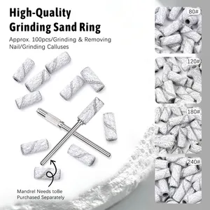 100pcs 3mm Sanding Bands Stainless Steel Mini Sand Bands Shaft Nail <b>Drill</b> <b>Bits</b> For Manicure Polishing Manicure Tools Accessory - Product Image 1