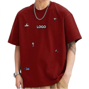 Nouveau T-shirt Homme Bleu 2026 à Épaules Tombantes, Sérigraphié, 220g, Écologique, Logo Brodé Personnalisé, Coton Lourd, Streetwear - Product Image 4