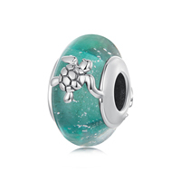 Breloque tortue plaquée argent avec perle en résine turquoise, pendentif animal pour bijoux, style unisexe mignon
