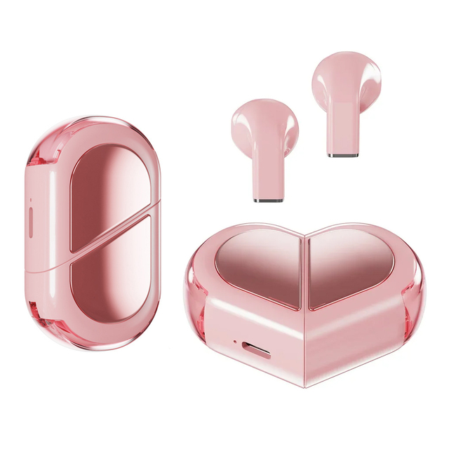 K520 TWS 5.3 Wireless In-Ear Gaming Headphones Creative Heart-Shaped Earbuds HiFi Stereo Sound Waterproof Microphone