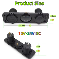Panel Soket Pengisi Daya Mobil USB Ganda 5V/4.2A Port USB LED Voltmeter Soket Pemantik Rokok Marine Boat RV 3 in 1 Stopkontak 12V
