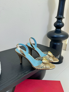 Sandales rétro en cuir à talons hauts, chaussures d'été respirantes à fines brides pour femmes, sandales habillées - Product Image 5