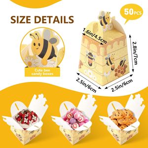 Cajas de Dulces de Papel con Diseño de Abeja, Cajas de Regalo con Estampado de <span class=keywords><strong>Colmena</strong></span>, Cajas de Recuerdos para Fiestas de Abejas, Decoraciones para Bodas y Cumpleaños - Product Image 3