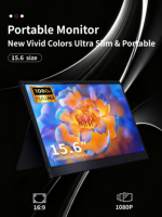 15,6 Zoll FHD IPS Tragbarer Monitor 1080P USB-C HDMI Plug-and-Play Externer Zweitbildschirm mit Eingebauten Lautsprechern für Gaming und Büro