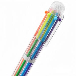 6-in-1 Multicolor Plastic Ballpoint <b>Pen</b> with Transparent Barrel Retractable Logo-Office & School Supplies Student Gifts - Product Image 4