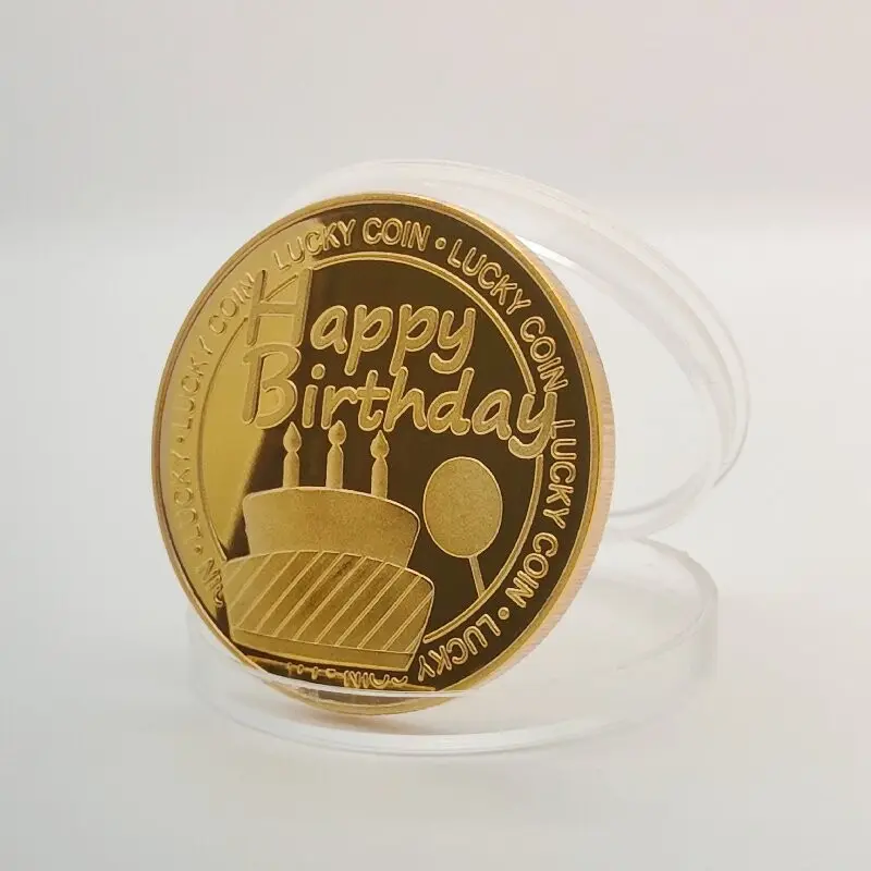 Goldmetall-Münzen Souvenir Geburtstag Party Geschenk für Lasergravur individualisierte geprägte Glücks-Bittungs-Münzen zum Feiern