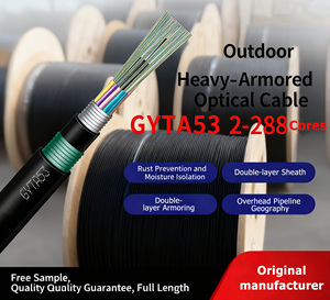 Denixi nhà máy trực tiếp không thấm nước bọc thép sợi cáp quang gyta53 4 144 lõi chống gặm nhấm ngoài trời cáp quang - Product Image 4