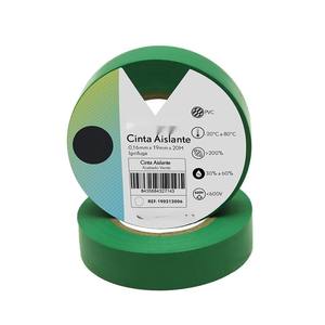 Nastro isolante in PVC verde 19mm x 20m, flessibile e resistente, ideale per isolamento elettrico e riparazioni. - Product Image 1