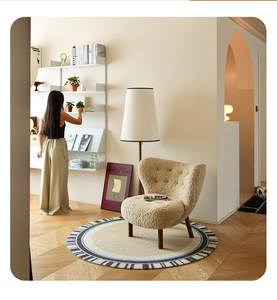 Poltrona in Lana d'Agnello con Struttura in Legno Massello, Stile Francese Little <span class=keywords><strong>Petra</strong></span>, Reclinabile, Colore Crema - Product Image 5