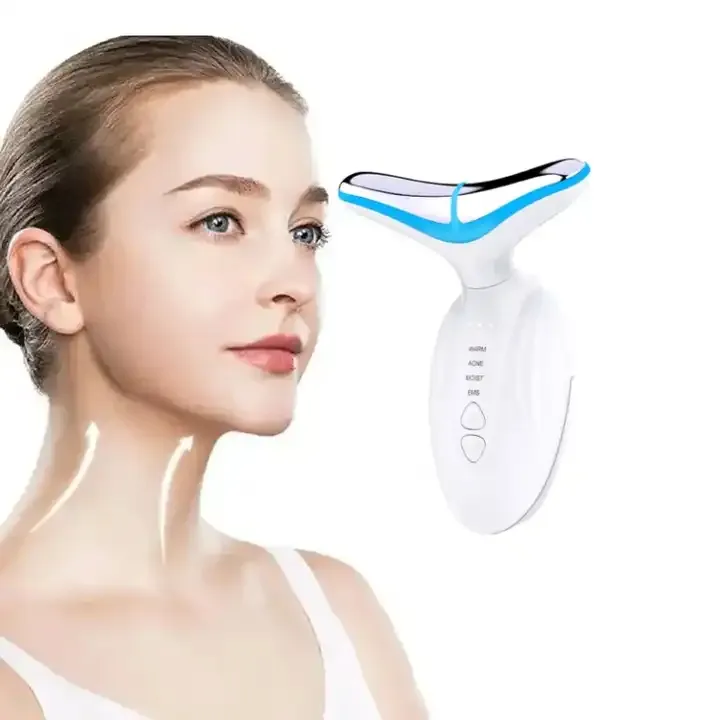 Schoonheidsproducten Mini Face Skin Lift Strakker Led Rood Blauw Licht Gezicht Nek Massager Nek Rimpel Ems Nek Lift Apparaat