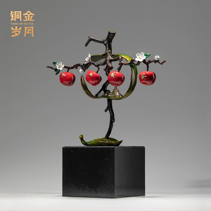 <b>Copper</b> And Gold Years Peace And Safety Brass Apple Ornament For Home Decoration Table Top Decor Housewarming Gift - Product Image 3