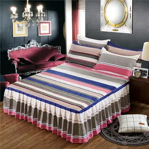 New hot selling bed skirt bedding set all colors double sided queen size and king 3-piece bed skirt set