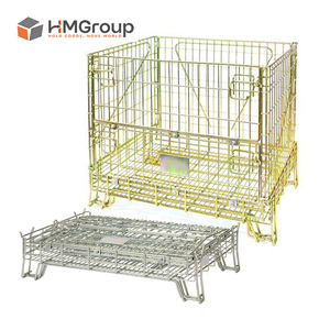 Palete de Aço Industrial Dobrável Galvanizado a Quente à Prova de Ferrugem para Armazenamento, Contêiner Portátil de Malha Colapsável - Product Image 1