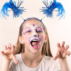 ポニーテールヘッドバンド 羽根付きヘッドウェア ヘッドボッパー 女性 女の子用 ハロウィンパーティー 学校フェスティバル コスチュームアクセサリー - Product Image 6