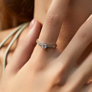 S925 Sterling Silver Two Tone Rose Gold Plated Main Stone Pave <b>Ring</b> 2026 Luxury Proposal Gift Versatile Women <b>Thin</b> Finger <b>Ring</b> - Product Image 2