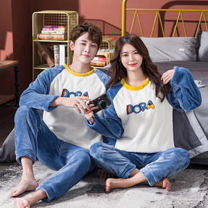 Nuevo Diseño de Pijamas de Franela de Manga Larga para Parejas, Ropa de Dormir Gruesa para Hombre y Mujer - Product Image 4