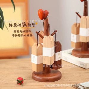 Wishing Tree <b>Placemat</b> Solid Wood Dining <b>Table</b> Mat Pot Holder Creative Decorative Wooden Ornament Housewarming Gift - Product Image 2