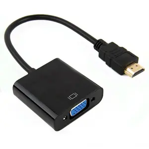 Black Gold-Plated Hdmi to Vga Adapter Male to Female with Audio and Power Cable 1080P Hdmi to Vga for computer Desktop Laptop