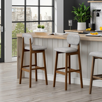 Chaise de bar en bois massif au design moderne, tabouret haut avec dossier pour îlot de cuisine, comptoir de caisse