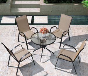 Juego de sillas de eslinga seccionales para exteriores redondas pequeñas económicas con mesa de comedor - Product Image 1