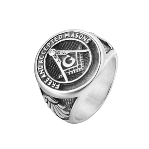 Anello Massonico Vintage in Acciaio Inossidabile di Alta Qualità per Uomo, Modello Master <span class=keywords><strong>Mason</strong></span> - Product Image 1