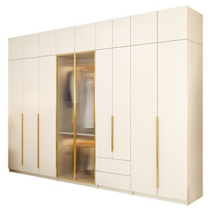 Modern Minimalist Wardrobe 4-6 Door Floor To Ceiling White Glass Door Space Saving <b>Bedroom</b> Storage Hinged Door Design - Product Image 1