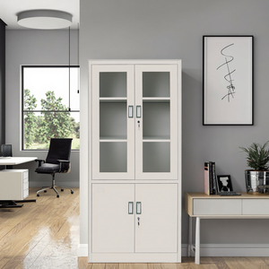 Armoire de rangement métallique au design moderne avec porte vitrée mobile pour bureau, atelier, entrepôt, chambre, salle de sport, hôtel, cuisine - Product Image 1