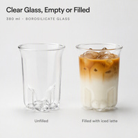 Gobelet en verre borosilicate 380 ml avec fond en forme de patte de chat, verre transparent pour café glacé, latte, thé, eau, verrerie