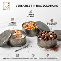Boîte à biscuits vide, boîte à chocolat, boîte à gâteaux en métal doré de qualité alimentaire, contenants ronds en métal personnalisés pour la pâtisserie et l'emballage
