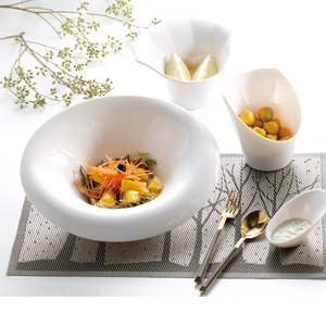 Bol incliné A8 en mélamine imitation porcelaine blanche, grand seau à légumes, bol créatif, bol à assaisonnement, usage commercial - Product Image 1