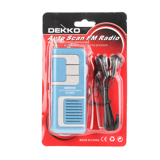 Auto Scan Frequency FM Radio with Speaker Mini Flashlight Portable Radio DK-8805