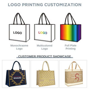 Muestras Gratis, Bolsa Tote de Yute y Arpillera Laminada 3D para Compras, Económica, Reutilizable, con Asa y Logo Personalizado - Product Image 5