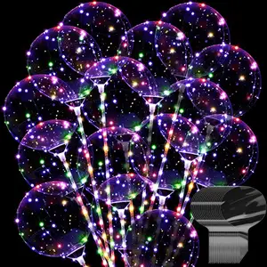 Leuchtende LED Bobo Bubble Ballon leuchte mit Stöcken Led Glowing Transparent Clear Ballons mit Konfetti im Inneren