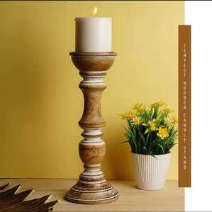Rustic Wooden <b>Candle</b> Holder Pillar <b>Candle</b> Stand Round Tabletop Candlestick for Home <b>Wedding</b> Decor - Product Image 3