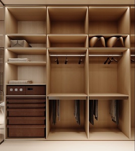 Cabina <span class=keywords><strong>Armadio</strong></span> in Legno Naturale <span class=keywords><strong>con</strong></span> Illuminazione a LED, Dettagli Bicolore, Scaffali Aperti Modulari e Cassetti Contenitori - Guardaroba per Camera da Letto - Product Image 1