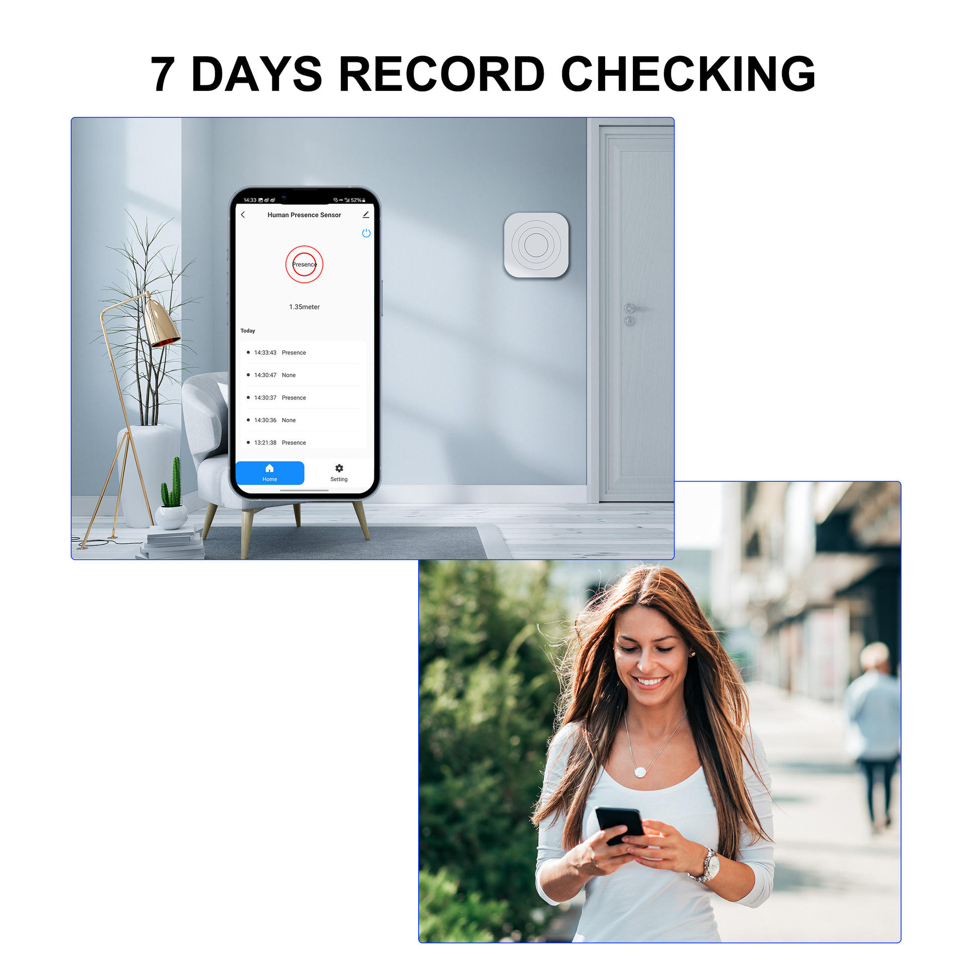 ORANGLES Tuya 24GHz MMWave Human Presence Sensor | Zigbee/Wi-Fi, OLED Display, Alexa/Google Compatible, Battery-Operated Motion Detector for Hotels & Homes (Kuwait) - detailed closeup view - illustrating benefits - Image 3 of 6 | created for all | Shop Tuya 24GHz MMWave Human Presence Sensor | Zigbee/Wi-Fi, OLED Display, Alexa/Google Compatible, Battery-Operated Motion Detector for Hotels & Homes (Kuwait) North Carolina | Free Shipping ORANGLES
