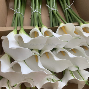 B-668 Ramo de <span class=keywords><strong>Flores</strong></span> de Alta Calidad para el Día de la Madre, Lirios Naturales de Tacto Real, Tallo Único, Lirios Calla Blancos Grandes, <span class=keywords><strong>Flores</strong></span> Artificiales - Product Image 1