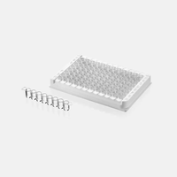 Plastique de laboratoire blanc détachable stérile 96 puits plaque elisa fond plat 8 bandes microplaque
