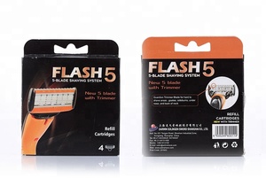 Paquete de cartucho de maquinilla de afeitar con cabezal pivotante de 5 cuchillas importado <span class=keywords><strong>FLASH</strong></span> con mango de goma <span class=keywords><strong>para</strong></span> afeitado facial - Product Image 6