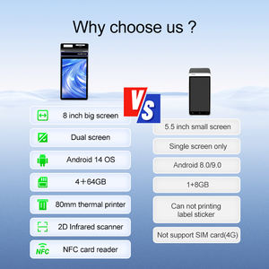 Noryox NB80T Double Écran 8 Pouces 4GB + 64 gbInterfaces Multiples Systèmes Pos 80mm Imprimante Nfc Caisse Enregistreuse Module Fiscal <span class=keywords><strong>Terminal</strong></span> - Product Image 3