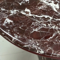 Luxuriöser Moderner Ovaler Rosso Levanto Marmor Esstisch Polierter Naturmarmor Bankett-Tisch Esszimmermöbel für Villa Hotel