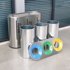 <span class=keywords><strong>Poubelle</strong></span> de recyclage en acier inoxydable à <span class=keywords><strong>3</strong></span> <span class=keywords><strong>compartiments</strong></span>, <span class=keywords><strong>poubelle</strong></span> commerciale, grande <span class=keywords><strong>poubelle</strong></span> publique d'extérieur - Product Image 1