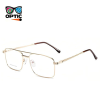 Monture de lunettes optiques pour hommes, style pilote à double pont, en acétate transparent avec branches métalliques, pour usage professionnel